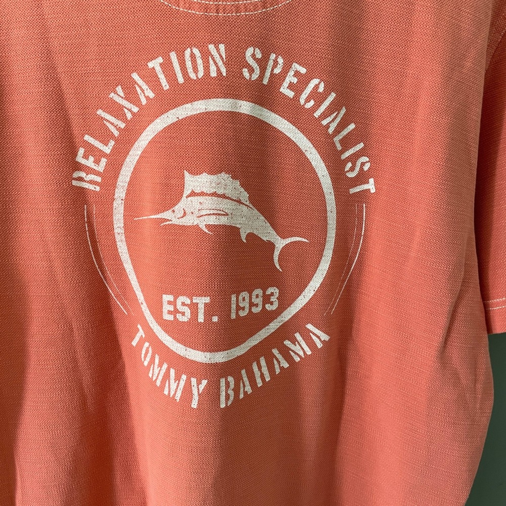 Tommy Bahama Mens Pima Cotton Polo Shirt Coral Relaxation Specialist Orange M - Picture 6 of 13